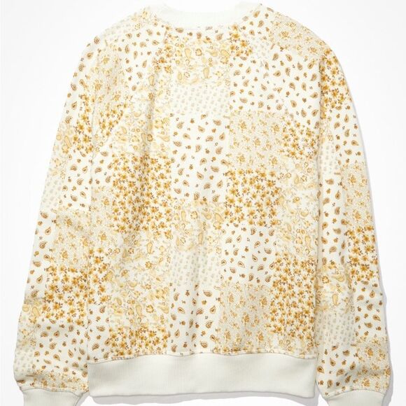 AE XXL Bandana Patchwork White Natural Yellow Print Crewneck Sweatshirt - Picture 5 of 16